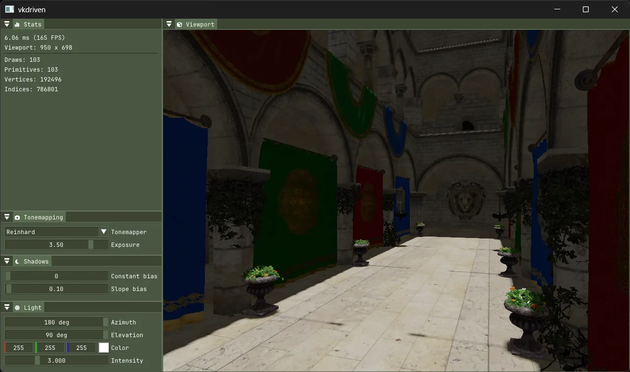 VKDriven rendering Sponza